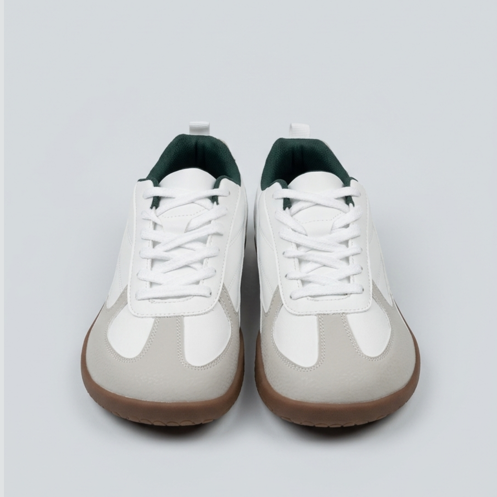 THE SHIRO — White & Forest Wide Toe Box Sneaker