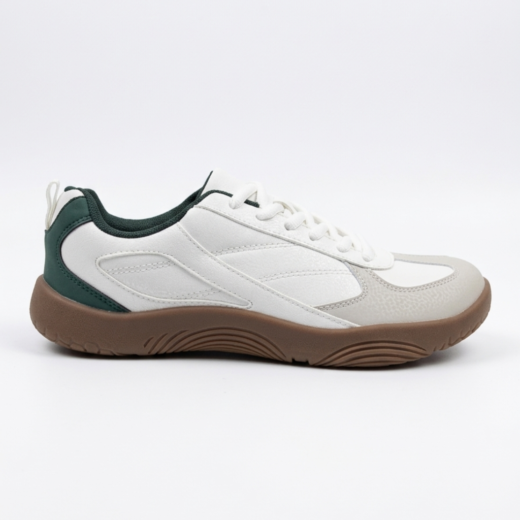 THE SHIRO — White & Forest Wide Toe Box Sneaker