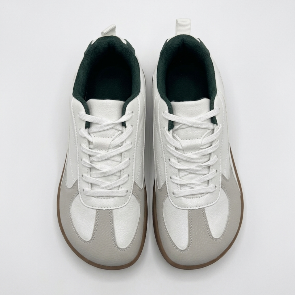 THE SHIRO — White & Forest Wide Toe Box Sneaker
